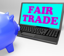 Image showing Fair Trade Laptop Means Fairtrade Ethical Shopping