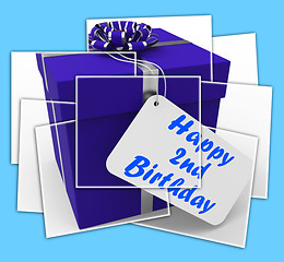 Image showing Happy 2nd Birthday Gift Displays Celebrating Turning Two