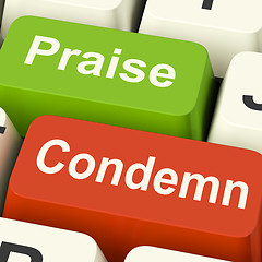 Image showing Condemn Praise Keys Means Appreciate or Blame