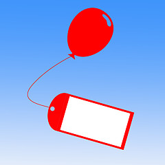 Image showing Card Tied To Balloon Shows Greeting Card Or Party Invitation