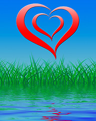 Image showing Heart On Background Displays Romance Love And Passion