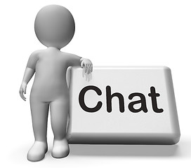 Image showing Chat Button With Character Shows Talking Typing Or Texting