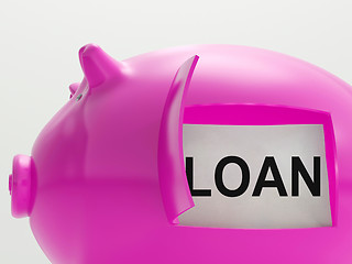 Image showing Loan Piggy Bank Means Money Borrowed Or Creditor