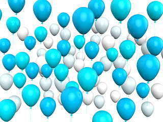 Image showing Floating Light Blue And White Balloons Show Argentinean Celebrat