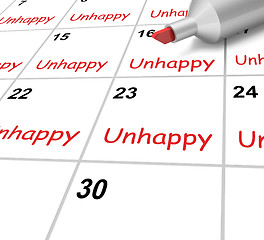 Image showing Unhappy Calendar Means Miserable Troubled Or Dissatisfied