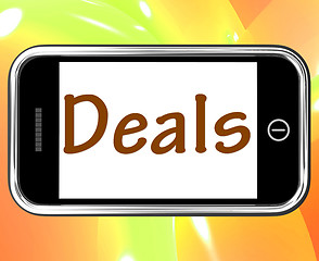 Image showing Deals Smartphone Shows Online Offers Bargains And Promotions