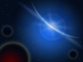Image showing Blue Star Behind Planet Means Bright Sphere Or Stratosphere