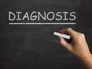 Image showing Diagnosis Blackboard Means Identifying Illness Or Problem