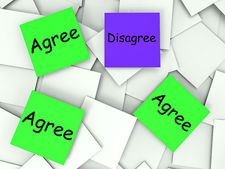 Image showing Agree Disagree Post-It Notes Mean Agreeing Or Opposing