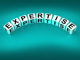 Image showing Expertise Blocks Mean Expert Skills Training and Proficiency