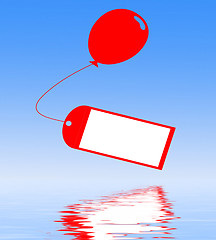 Image showing Card Tied To Balloon Displays Greeting Card Or Party Invitation