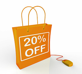 Image showing Twenty Percent Off Bag Shows Online Sales and 20 Discounts