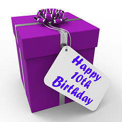 Image showing Happy 10th Birthday Gift Means Congratulations Age Ten