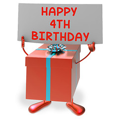 Image showing Happy 4th Birthday Sign and Gift Show Fourth Party