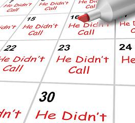 Image showing He Didnt Call Calendar Shows No Calls From Love Interest