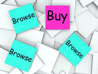Image showing Browse Buy Post-It Notes Mean Shopping And Looking Around