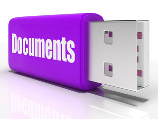 Image showing Documents Pen drive Shows Digital Information And Files