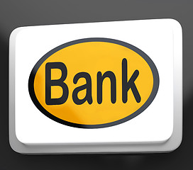 Image showing Bank Button Shows Online Or Internet Banking