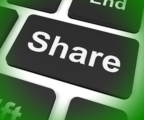 Image showing Share Key Shows Sharing Webpage Or Picture Online