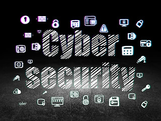 Image showing Protection concept: Cyber Security in grunge dark room