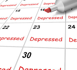 Image showing Depressed Calendar Means Down Despondent Or Mental Illness
