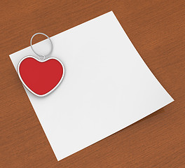 Image showing Heart Clip On Note Shows Affection Note Or Love Letter