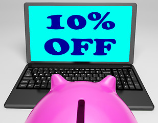 Image showing Ten Percent Off Laptop Shows 10 Savings On Web