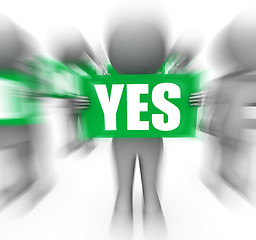 Image showing Characters Holding No Yes Signs Displays Uncertain Or Confused