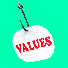 Image showing Values On Hook Means Ethical Values Or Morality