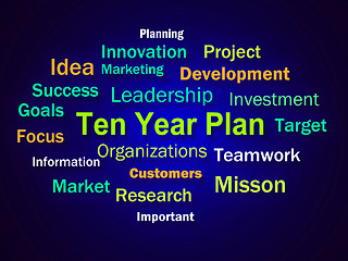 Image showing Ten Year Plan Brainstorm Means Company Schedule For 10 Years