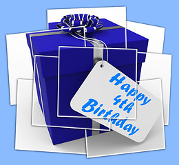 Image showing Happy 4th Birthday Gift Displays Congratulations On Four Years