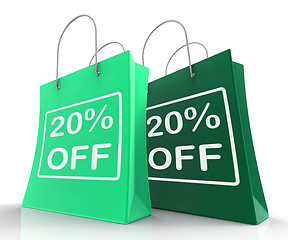 Image showing Twenty Percent Off On Shopping Bags Shows 20 Bargains