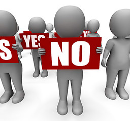 Image showing Characters Holding Yes No Signs Show Advice And Guidance