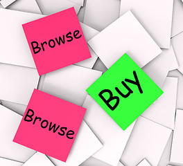 Image showing Browse Buy Post-It Notes Show Shopping Around And Purchasing