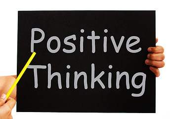 Image showing Positive Thinking Blackboard Shows Optimism And Bright Outlook