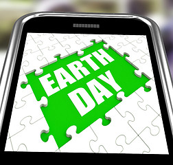 Image showing Earth Day Smartphone Shows Conservation And Environmental Protec
