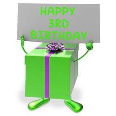 Image showing Happy 3rd Birthday Sign and Gift Show Third Party