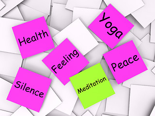 Image showing Meditation Post-It Note Means Meditate Relax And Peace