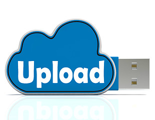 Image showing Upload Cloud Pen drive Means Website Uploading And Data Transfer