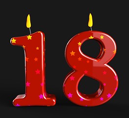 Image showing Number Eighteen Candles Show Teen Birthday Or Decoration