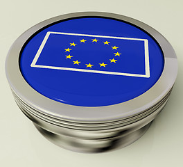 Image showing European Union Flag Button Shows Government Of Europe