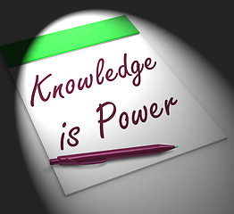 Image showing Knowledge Is Power Notebook Displays Successful Intellect And Me