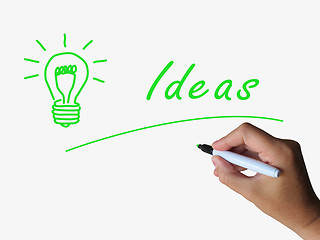 Image showing Ideas and Lightbulb Indicate Bright Idea and Concepts