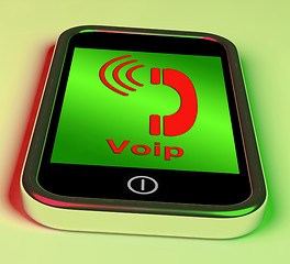 Image showing Voip On Phone Shows Voice Over Internet Protocol Or Ip Telephony