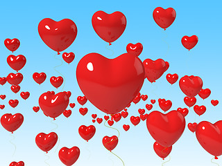 Image showing Heart Balloons Floating Mean Romance Passion And Love