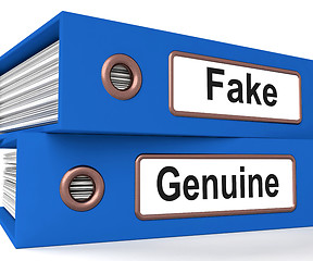 Image showing Fake Genuine Folders Show Real Or Imitation Products