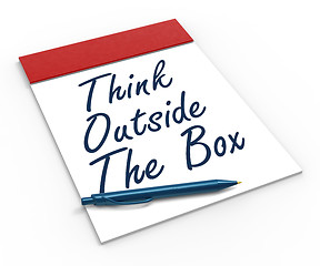 Image showing Think Outside The Box Notebook Means Creativity Or Brainstorming