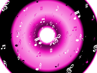 Image showing Musical Notes Background Shows Musical Wallpaper Or Digital Art