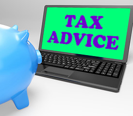 Image showing Tax Advice Laptop Shows Professional Advising On  Taxation