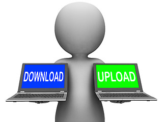 Image showing Download Upload Laptops Show Downloading Uploading Online Data